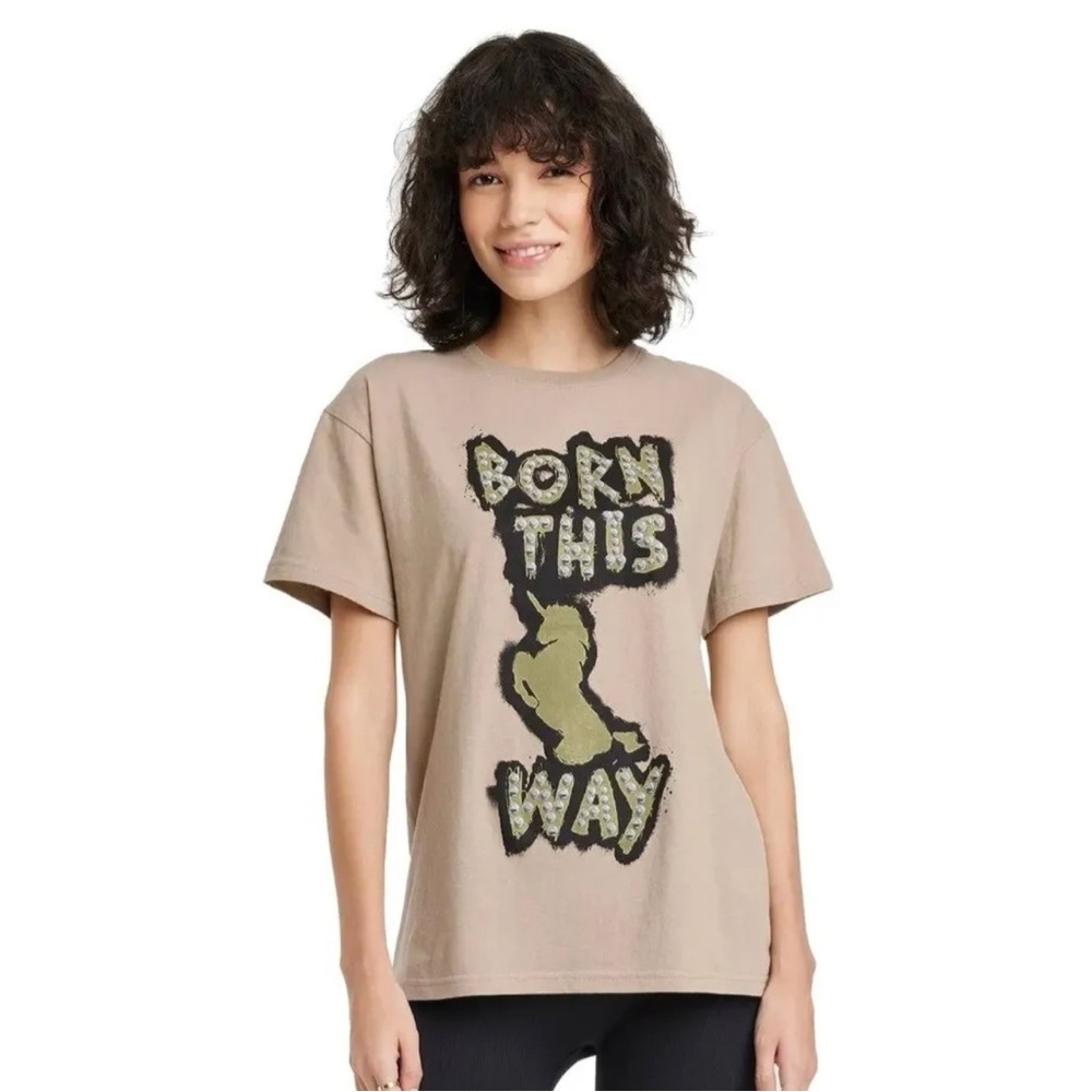 Lady Gaga Born This Way Unicorn Graphic Tan Tee